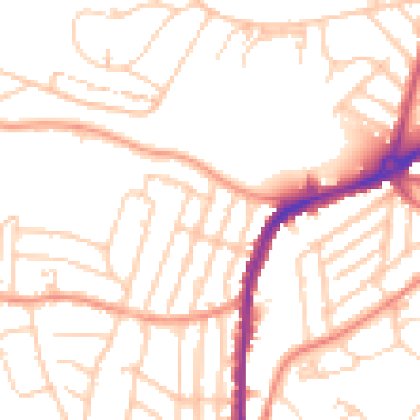 Daytime road noise heatmap for S11 7AP