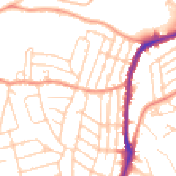 Daytime road noise heatmap for S11 7BQ