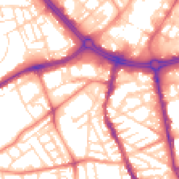 Daytime road noise heatmap for S11 8FB