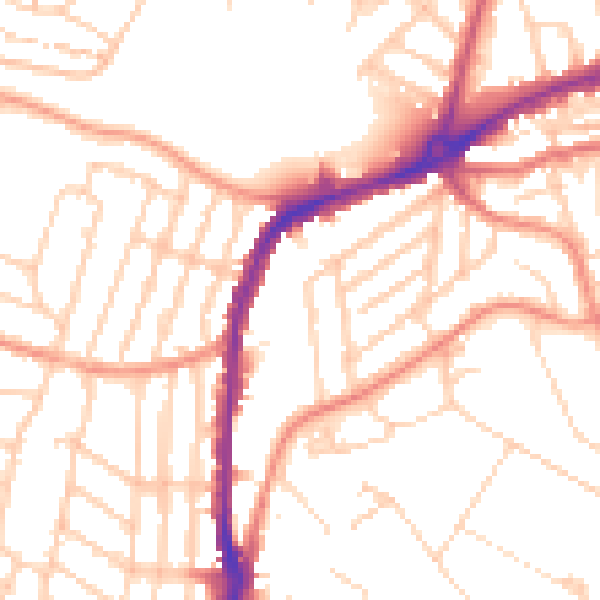 Daytime road noise heatmap for S11 8TY