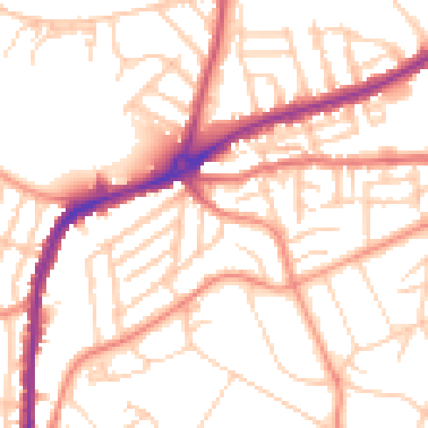 Daytime road noise heatmap for S11 8XA