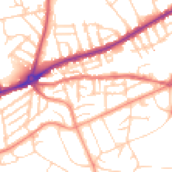Daytime road noise heatmap for S11 8XY
