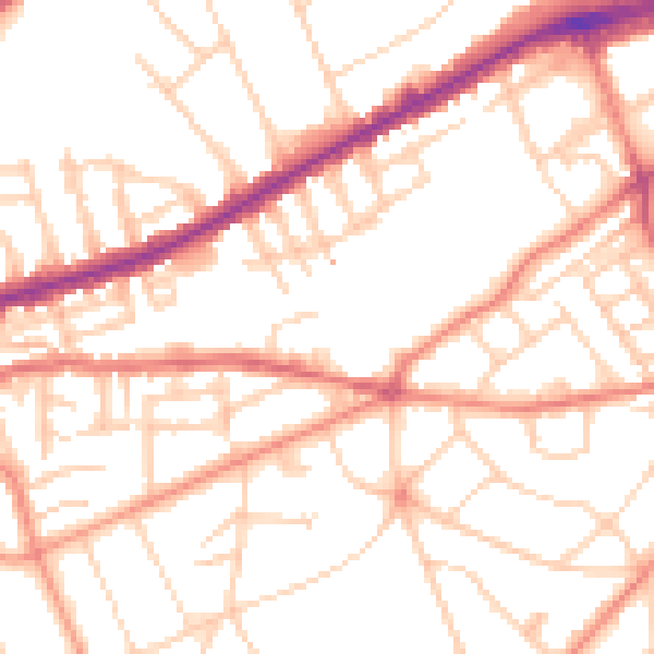 Daytime road noise heatmap for S11 8ZJ