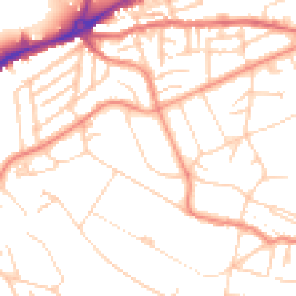 Daytime road noise heatmap for S11 9AW
