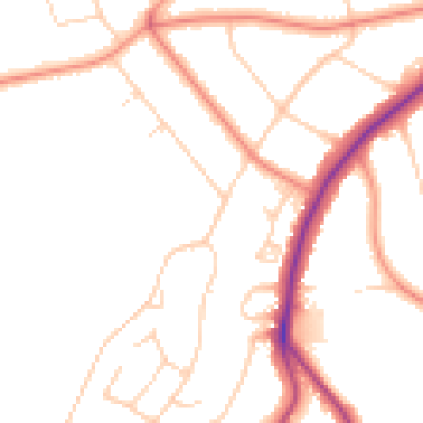 Daytime road noise heatmap for S11 9RQ