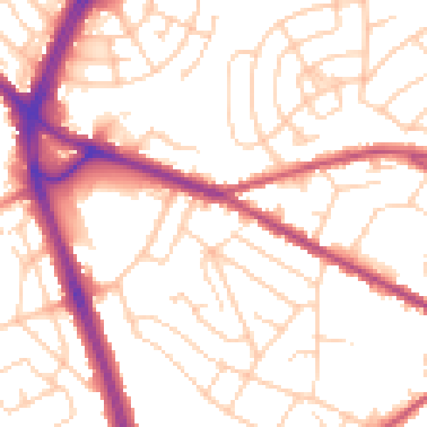 Daytime road noise heatmap for S12 2AW