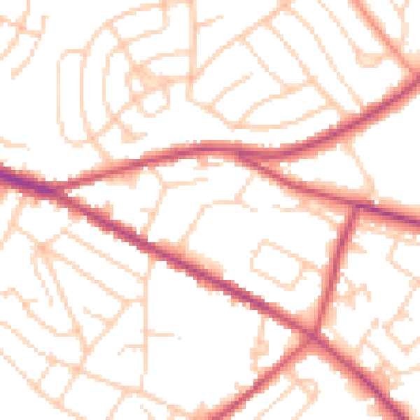 Daytime road noise heatmap for S12 2BJ