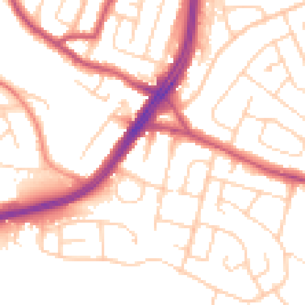 Daytime road noise heatmap for S12 3LD