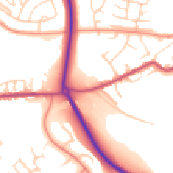 Daytime road noise heatmap for S13 7BP