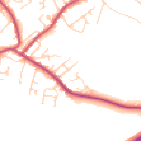Daytime road noise heatmap for S13 7PW