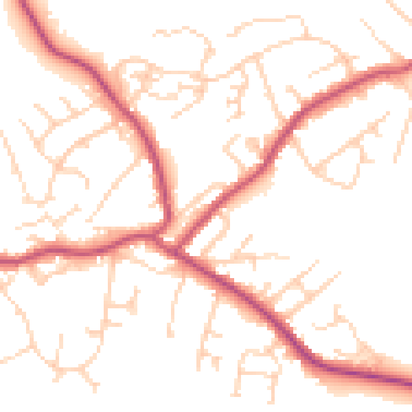 Daytime road noise heatmap for S13 7QH
