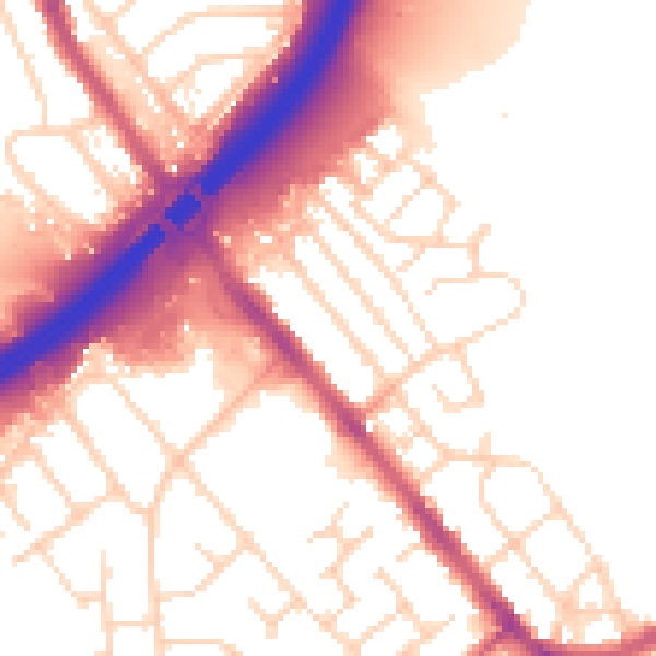 Daytime road noise heatmap for S13 9AL