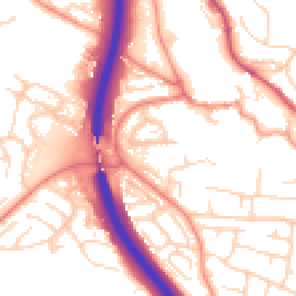Daytime road noise heatmap for S18 1PW