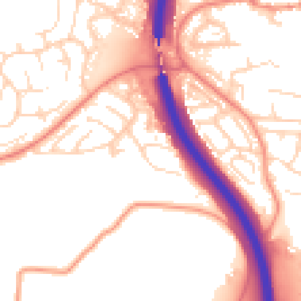 Daytime road noise heatmap for S18 1QG