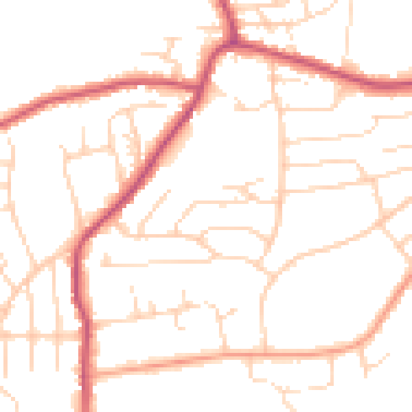 Daytime road noise heatmap for S18 2EY