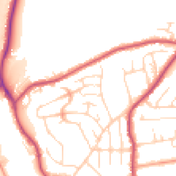 Daytime road noise heatmap for S18 2HE