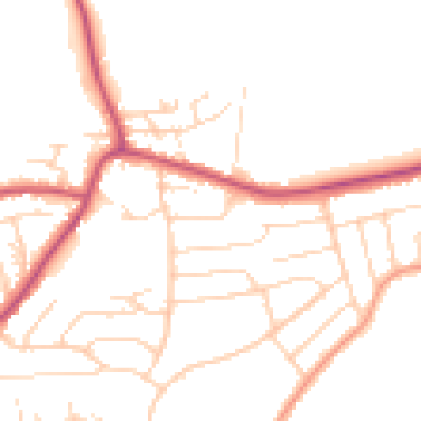 Daytime road noise heatmap for S18 3AP
