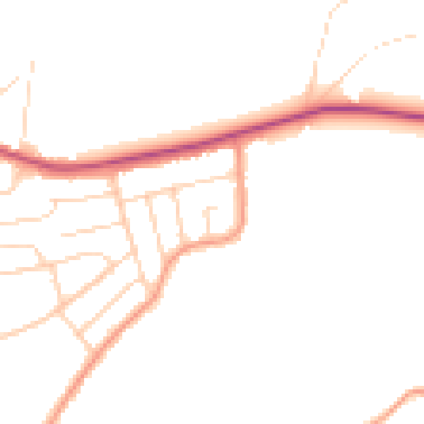 Daytime road noise heatmap for S18 3DD