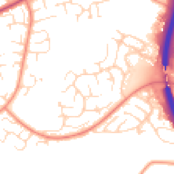 Daytime road noise heatmap for S18 8PE