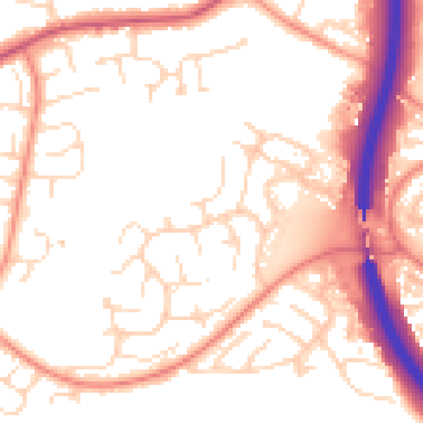 Daytime road noise heatmap for S18 8PP