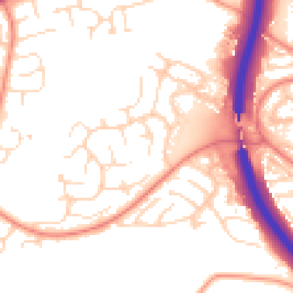 Daytime road noise heatmap for S18 8PX