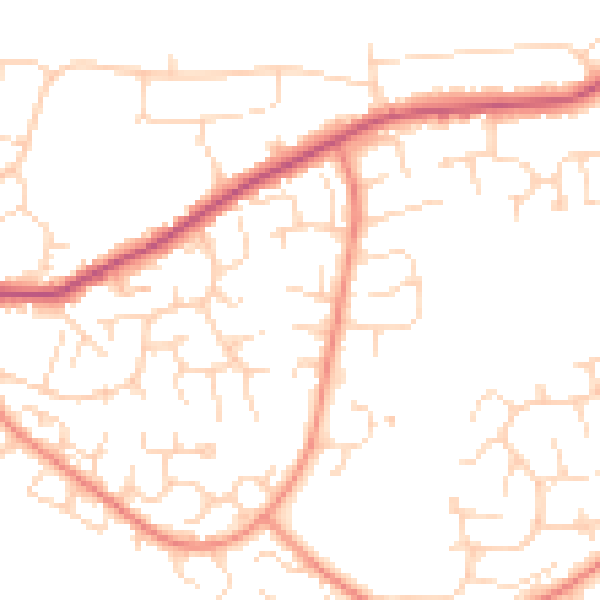 Daytime road noise heatmap for S18 8ZB