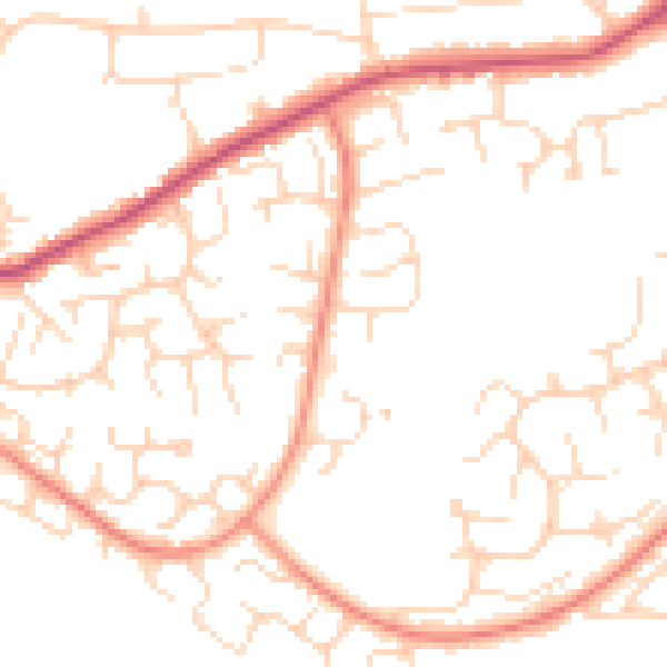 Daytime road noise heatmap for S18 8ZQ