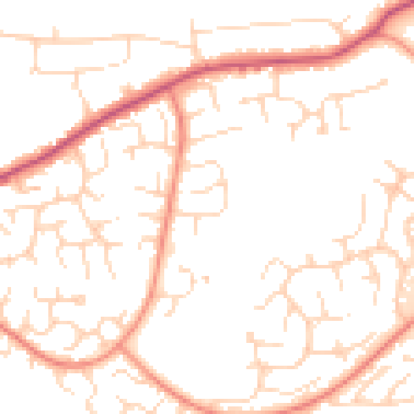 Daytime road noise heatmap for S18 8ZY