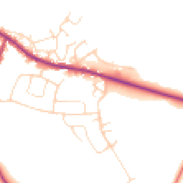 Daytime road noise heatmap for S21 3TZ