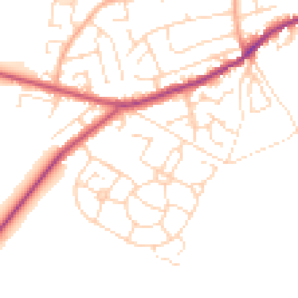 Daytime road noise heatmap for S21 4BA