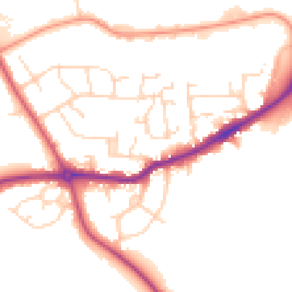 Daytime road noise heatmap for S42 5QL