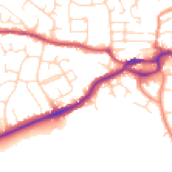Daytime road noise heatmap for S43 1DA