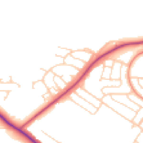 Daytime road noise heatmap for S61 3BE