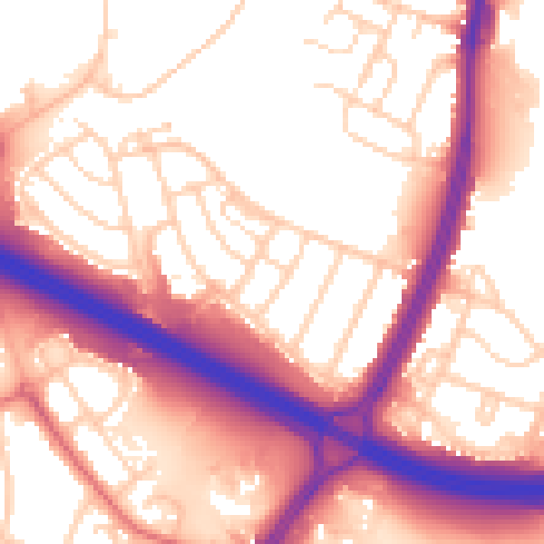 Daytime road noise heatmap for S9 4GF