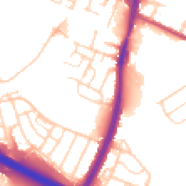 Daytime road noise heatmap for S9 4JD
