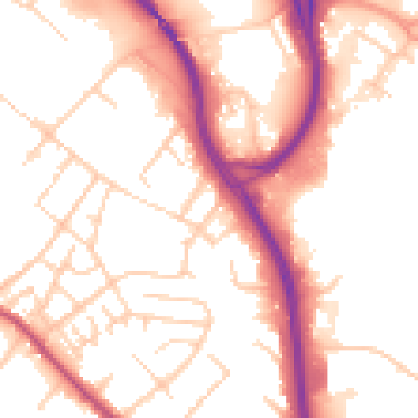Daytime road noise heatmap for S9 5EU