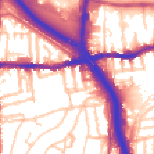 Daytime road noise heatmap for SE10 0LL