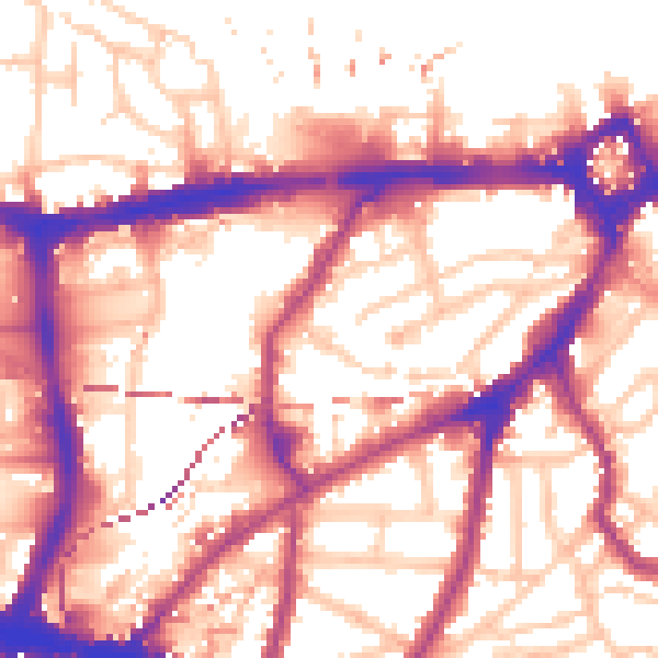 Daytime road noise heatmap for SE10 9JG