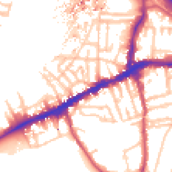 Daytime road noise heatmap for SE10 9PR