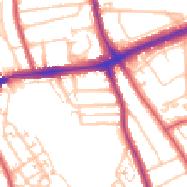 Daytime road noise heatmap for SE12 0NB