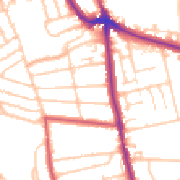 Daytime road noise heatmap for SE12 8NP