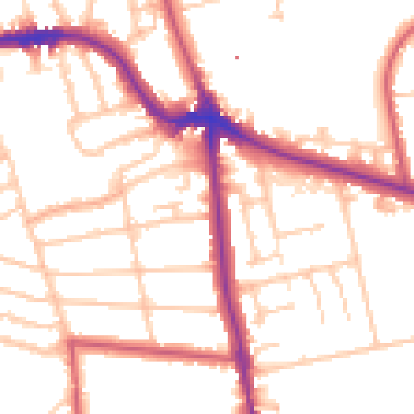 Daytime road noise heatmap for SE12 8NY