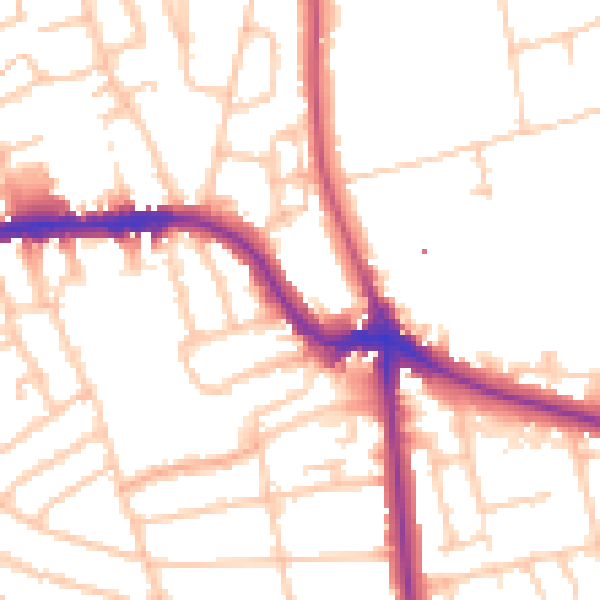 Daytime road noise heatmap for SE12 8RU
