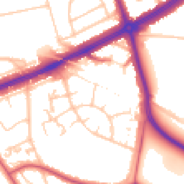 Daytime road noise heatmap for SE12 9EE