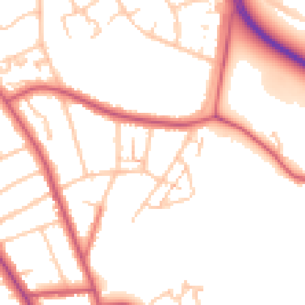 Daytime road noise heatmap for SE12 9ND