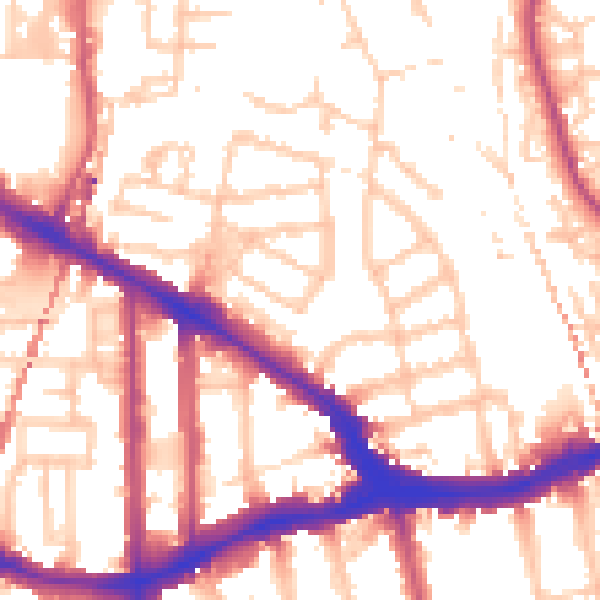 Daytime road noise heatmap for SE14 5BB