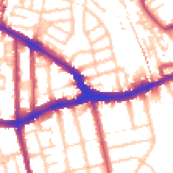 Daytime road noise heatmap for SE14 5DG