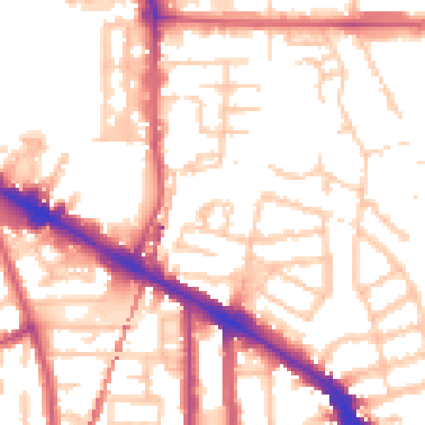 Daytime road noise heatmap for SE14 5DN