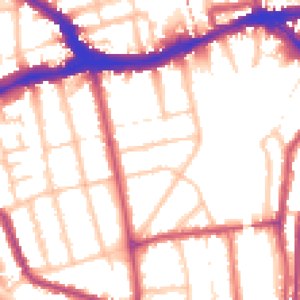 Daytime road noise heatmap for SE14 5NS