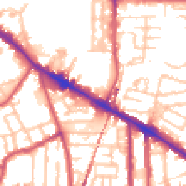 Daytime road noise heatmap for SE15 1DU